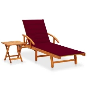 Tumbona de jardín con mesa y cojín madera maciza de acacia von , Liegen - Ref: Foro24-3061626, Preis: 246,76 €, Rabatt: %