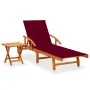 Tumbona de jardín con mesa y cojín madera maciza de acacia de , Tumbonas - Ref: Foro24-3061626, Precio: 246,72 €, Descuento: %