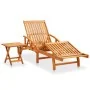 Tumbona de jardín con mesa y cojín madera maciza de acacia de , Tumbonas - Ref: Foro24-3061626, Precio: 246,72 €, Descuento: %