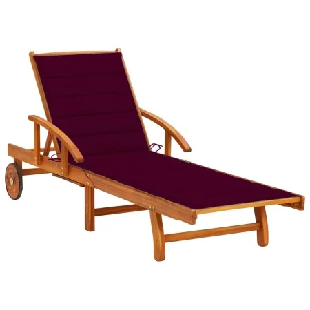 Tumbona de jardín con cojín madera maciza de acacia by , Loungers - Ref: Foro24-3061611, Price: 245,94 €, Discount: %