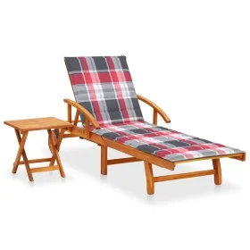 Tumbona de jardín con mesa y cojín madera maciza de acacia by , Loungers - Ref: Foro24-3061630, Price: 250,18 €, Discount: %