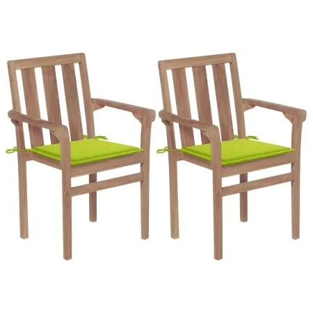 Sillas de jardín 2 uds con cojines verde brillante madera teca by , Garden chairs - Ref: Foro24-3062219, Price: 248,85 €, Dis...