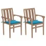 Sillas de jardín 2 unidades con cojines azul madera de teca de , Sillas de jardín - Ref: Foro24-3062212, Precio: 249,04 €, De...