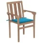 Sillas de jardín 2 unidades con cojines azul madera de teca de , Sillas de jardín - Ref: Foro24-3062212, Precio: 249,04 €, De...
