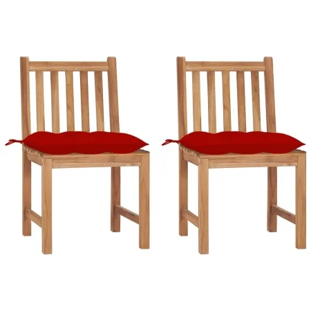 Sillas de jardín 2 uds madera maciza de teca con cojines von , Gartenstühle - Ref: Foro24-3062937, Preis: 231,21 €, Rabatt: %