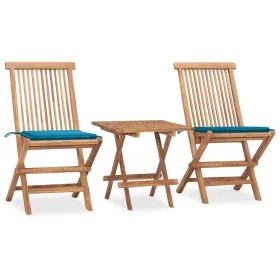 Set comedor de jardín plegable 3 piezas madera de teca cojines by , Garden sets - Ref: Foro24-3063202, Price: 161,17 €, Disco...