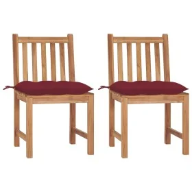 Sillas de jardín 2 unidades madera maciza de teca con cojines by , Garden chairs - Ref: Foro24-3062940, Price: 231,21 €, Disc...