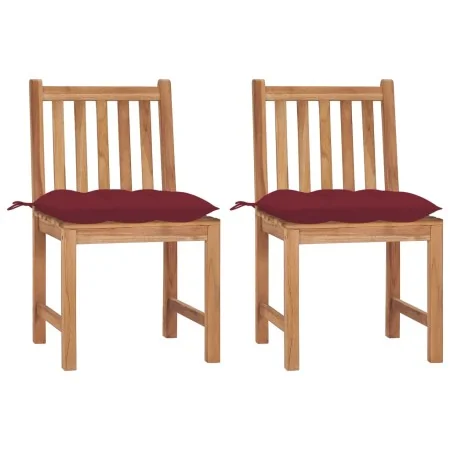 Sillas de jardín 2 unidades madera maciza de teca con cojines by , Garden chairs - Ref: Foro24-3062940, Price: 231,21 €, Disc...