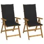 Sillas de jardín reclinables 2 uds madera maciza acacia cojines de , Sillas de jardín - Ref: Foro24-3064066, Precio: 187,99 €...