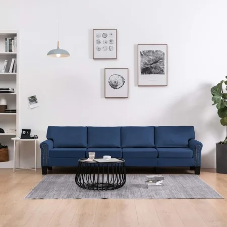Sofá de 4 plazas de tela azul by , Sofas - Ref: Foro24-287174, Price: 465,57 €, Discount: %