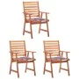 Sillas comedor de jardín 3 uds madera maciza acacia y cojines von , Gartenstühle - Ref: Foro24-3064360, Preis: 209,33 €, Raba...
