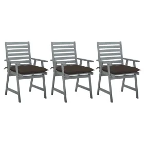 Sillas comedor de jardín 3 uds madera maciza acacia y cojines by , Garden chairs - Ref: Foro24-3064451, Price: 284,79 €, Disc...