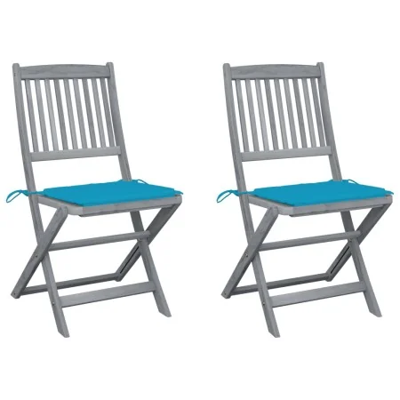 Sillas de jardín plegables 2 uds cojines madera maciza acacia de , Sillas de jardín - Ref: Foro24-3064540, Precio: 118,57 €, ...