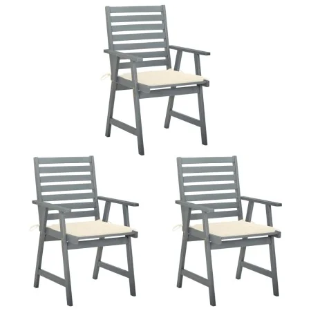 Sillas comedor de jardín 3 uds madera maciza acacia y cojines de , Sillas de jardín - Ref: Foro24-3064430, Precio: 283,26 €, ...