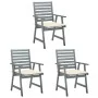 Sillas comedor de jardín 3 uds madera maciza acacia y cojines de , Sillas de jardín - Ref: Foro24-3064430, Precio: 283,26 €, ...