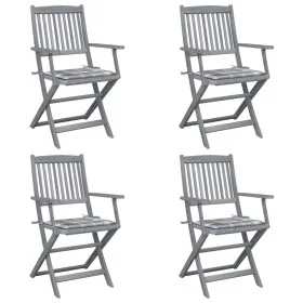 Sillas de jardín plegables 4 uds madera maciza acacia y cojines de , Sillas de jardín - Ref: Foro24-3064523, Precio: 185,89 €...