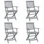 Sillas de jardín plegables 4 uds madera maciza acacia y cojines von , Gartenstühle - Ref: Foro24-3064523, Preis: 185,86 €, Ra...