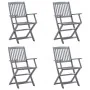 Sillas de jardín plegables 4 uds madera maciza acacia y cojines von , Gartenstühle - Ref: Foro24-3064523, Preis: 185,86 €, Ra...