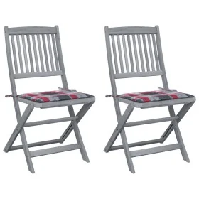 Sillas de jardín plegables 2 uds madera maciza acacia y cojines by , Garden chairs - Ref: Foro24-3064549, Price: 119,69 €, Di...