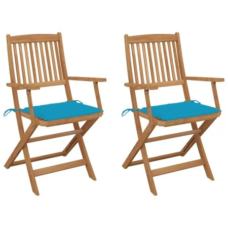 Sillas de jardín plegables 2 uds y cojines madera maciza acacia de , Sillas de jardín - Ref: Foro24-3064594, Precio: 157,22 €...