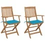Sillas de jardín plegables 2 uds y cojines madera maciza acacia de , Sillas de jardín - Ref: Foro24-3064594, Precio: 157,22 €...