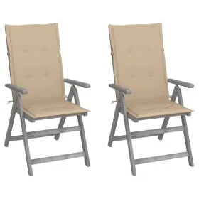 Sillas reclinables jardín y cojines 2 uds madera maciza acacia by , Garden chairs - Ref: Foro24-3064701, Price: 152,58 €, Dis...