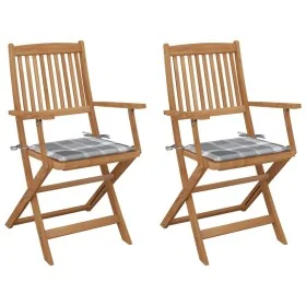 Sillas de jardín plegables 2 uds y cojines madera maciza acacia by , Garden chairs - Ref: Foro24-3064604, Price: 140,12 €, Di...