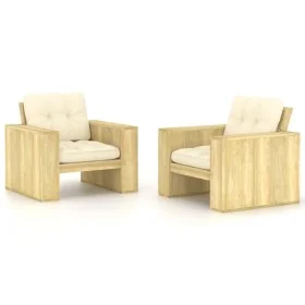 Sillas de jardín cojines 2 uds crema madera de pino impregnada von , Gartenstühle - Ref: Foro24-3065791, Preis: 395,61 €, Rab...