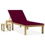 Tumbona de jardín con mesa y cojín de madera de pino impregnada by , Loungers - Ref: Foro24-3065843, Price: 121,39 €, Discoun...