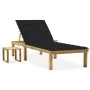 Tumbona de jardín con mesa y cojín de madera de pino impregnada by , Loungers - Ref: Foro24-3065841, Price: 131,55 €, Discoun...
