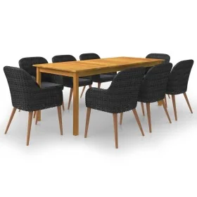 Juego de comedor de jardín de 9 piezas negro by , Garden sets - Ref: Foro24-3067920, Price: 963,46 €, Discount: %