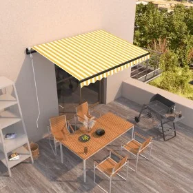 Toldo retráctil automático amarillo y blanco 350x250 cm by , Awnings - Ref: Foro24-3069088, Price: 403,57 €, Discount: %