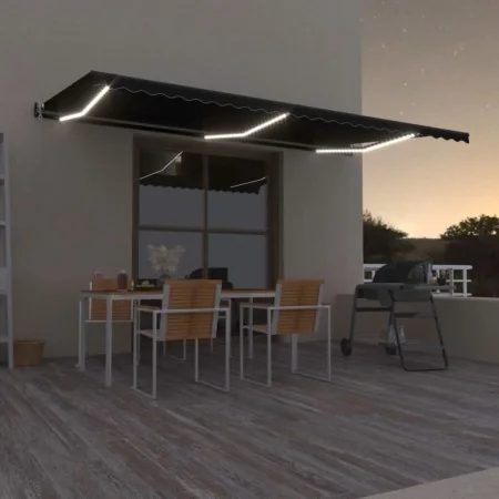 Toldo automático LED sensor de viento gris antracita 600x350 cm by , Awnings - Ref: Foro24-3069254, Price: 902,28 €, Discount: %