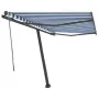 Toldo de pie automático azul y blanco 350x250 cm by , Awnings - Ref: Foro24-3069726, Price: 490,52 €, Discount: %