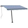 Toldo de pie automático azul y blanco 350x250 cm by , Awnings - Ref: Foro24-3069726, Price: 490,52 €, Discount: %