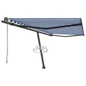 Toldo de pie automático azul y blanco 450x300 cm by , Awnings - Ref: Foro24-3069766, Price: 563,24 €, Discount: %