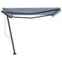 Toldo de pie automático azul y blanco 450x300 cm by , Awnings - Ref: Foro24-3069766, Price: 563,32 €, Discount: %