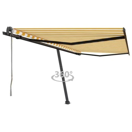 Toldo de pie automático amarillo y blanco 450x350 cm by , Awnings - Ref: Foro24-3069848, Price: 606,44 €, Discount: %