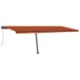Toldo automático LED sensor de viento naranja marrón 600x350 cm by , Awnings - Ref: Foro24-3069895, Price: 999,70 €, Discount: %