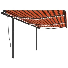 Toldo automático LED sensor de viento naranja marrón 6x3,5 m by , Awnings - Ref: Foro24-3070295, Price: 1,00 €, Discount: %