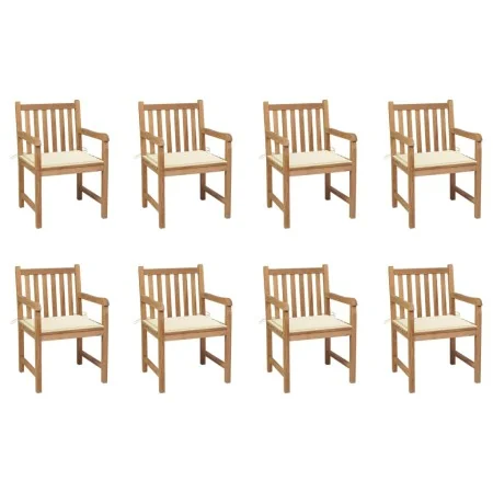 Sillas de jardín 8 uds madera maciza de teca cojines crema von , Gartenstühle - Ref: Foro24-3073060, Preis: 1,00 €, Rabatt: %