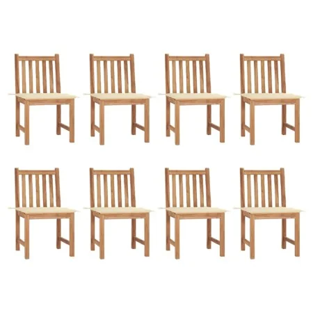 Sillas de jardín 8 unidades madera de teca con cojines by , Garden chairs - Ref: Foro24-3073144, Price: 888,14 €, Discount: %