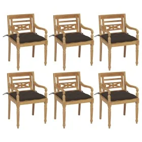 Sillas Batavia 6 unidades madera maciza de teca con cojines von , Gartenstühle - Ref: Foro24-3073345, Preis: 746,13 €, Rabatt: %