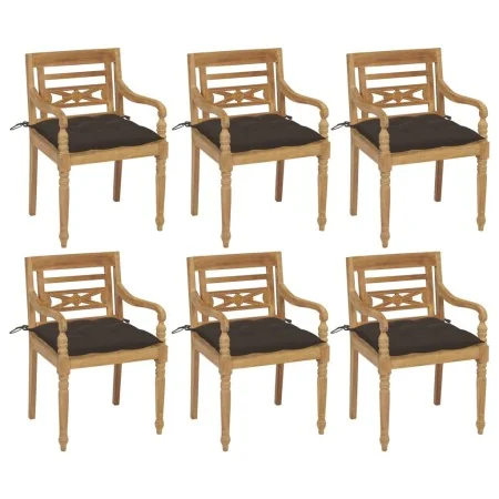 Sillas Batavia 6 unidades madera maciza de teca con cojines de , Sillas de jardín - Ref: Foro24-3073345, Precio: 746,03 €, De...