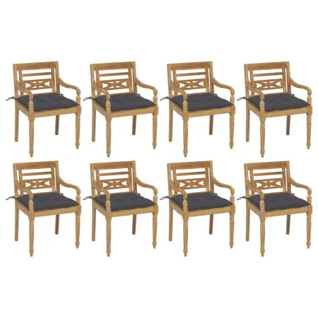 Sillas Batavia 8 unidades madera maciza de teca con cojines de , Sillas de jardín - Ref: Foro24-3073364, Precio: 1,00 €, Desc...