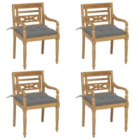 Sillas Batavia 4 unidades madera maciza de teca con cojines de , Sillas de jardín - Ref: Foro24-3073311, Precio: 492,12 €, De...