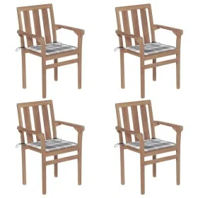 Sillas de jardín apilables 4 uds madera maciza teca con cojines by , Garden chairs - Ref: Foro24-3073393, Price: 492,48 €, Di...