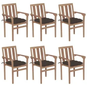 Sillas de jardín apilables 6 uds madera maciza teca con cojines by , Garden chairs - Ref: Foro24-3073429, Price: 751,46 €, Di...