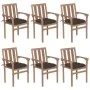 Sillas de jardín apilables 6 uds madera maciza teca con cojines von , Gartenstühle - Ref: Foro24-3073429, Preis: 751,46 €, Ra...