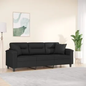Sofá de 3 plazas con cojines tela de microfibra negro 180 cm von , Sofas - Ref: Foro24-3200980, Preis: 349,82 €, Rabatt: %